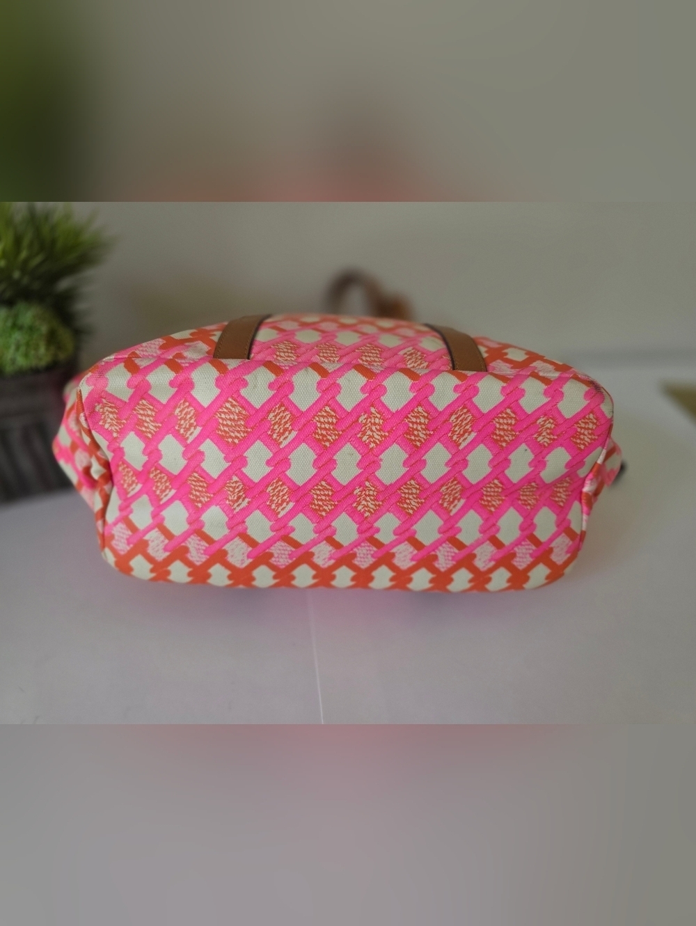 Rebecca Minkoff Neon Marissa Diaper Bag Tote Coated Canvas Pink Orange Crossbody - Picture 7 of 14